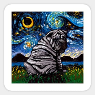 Shar Pei Night (Blue) Sticker